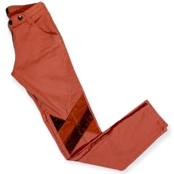 SCOTCH & SODA MAISON SCOTCH Coral/Mauve Suede Knee Patch Straight Leg Jeans‎ 25R - Picture 5 of 10